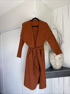 Rust Wrap Belted Long Coat